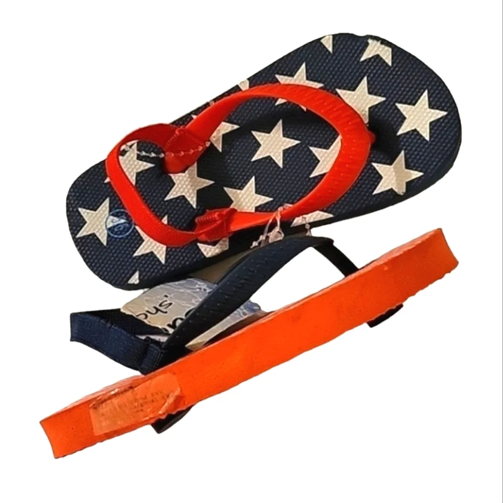 NEW Kid's Unisex 4th of July Stars & Stripes Flip Flops with Rear Elastic Strap